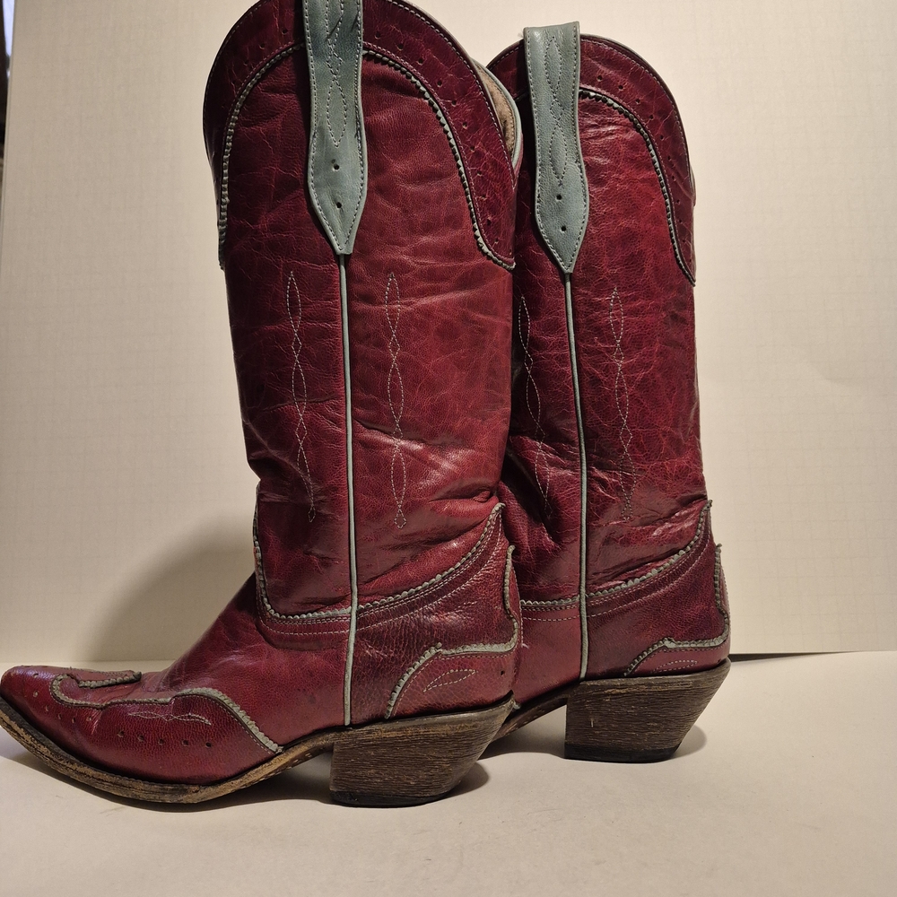 Red and Teal Western Cowboy Boots